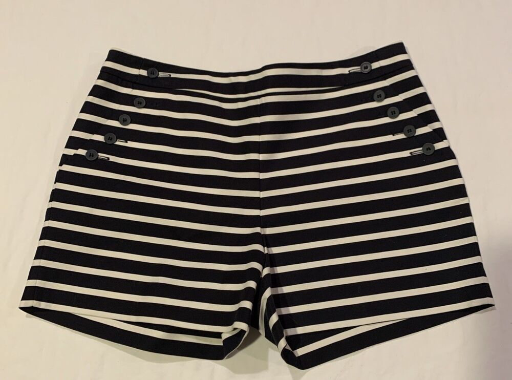The Limited Shorts Womens 8 Navy White Nautical Striped Sailor Costal